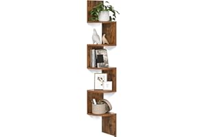 VASAGLE Corner Shelf Wall Mount, 5-Tier Floating Corner Bookshelf, Plant Shelf for Bedroom, Living Room, Bathroom, Home Offic