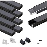 VST 10 Pack 3.3ft/1M LED Aluminum Channel U Shape with Smoke Transparent Clear Cover for Strip Lights Installation,Easy to Cut,Professional Look LED Strip Diffuser Cover Track