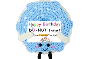 RQWZBCHX Friendship Gift for Women, Men - Handmade Positive Emotional Crochet Donut - Best Friend Birthday Gifts for Women, Friendship Presents - Happy Birthday (Blue)