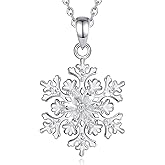 Vito 925 Sterling Silver Snowflake Necklace for Women, Dainty Snowflake Pendant Winter Jewelry Christmas Gift for Mom Wife Daughter, 18" Silver Chain