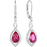 Rocayi Infinity Teardrop Earrings 925 Sterling Silver Dangle Drop Leverback Earrings Birthstone Jewelry for Women