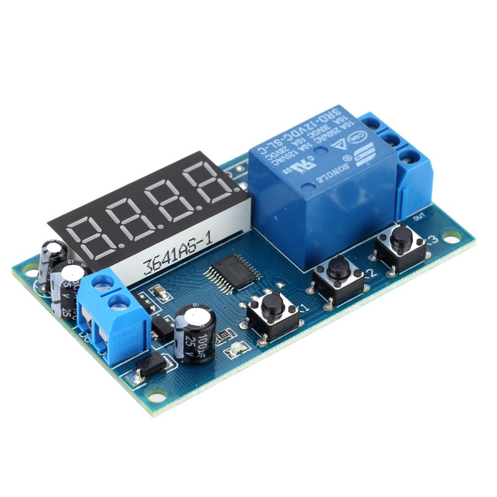 KKmoon DC 12V 24V Multifunction Delay Time Module Switch Control Relay Cycle Timer with Digital LED Display (DC 12V)