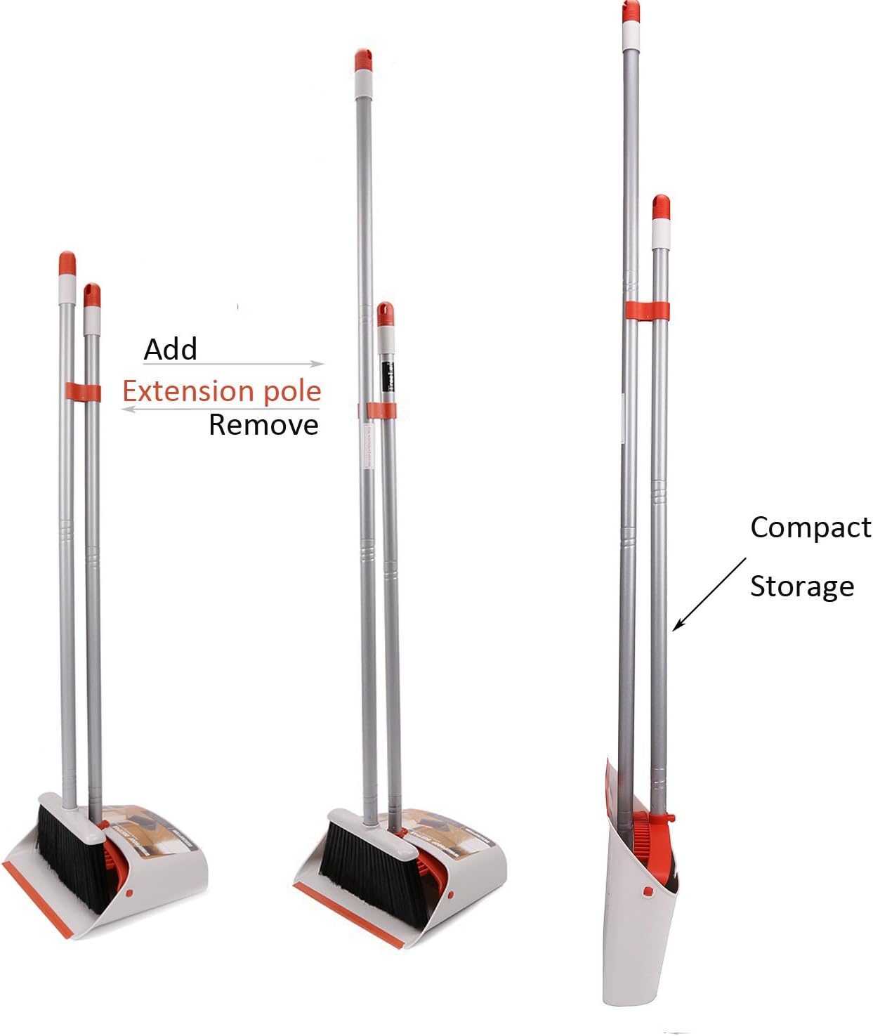 Broom and Dustpan for Home/Broom with Dustpan Combo Set/Dust Pan with Long Handle for Kitchen Room Office Lobby Floor Use Upright Standing Dustpan Indoor Broom Set: Home & Kitchen