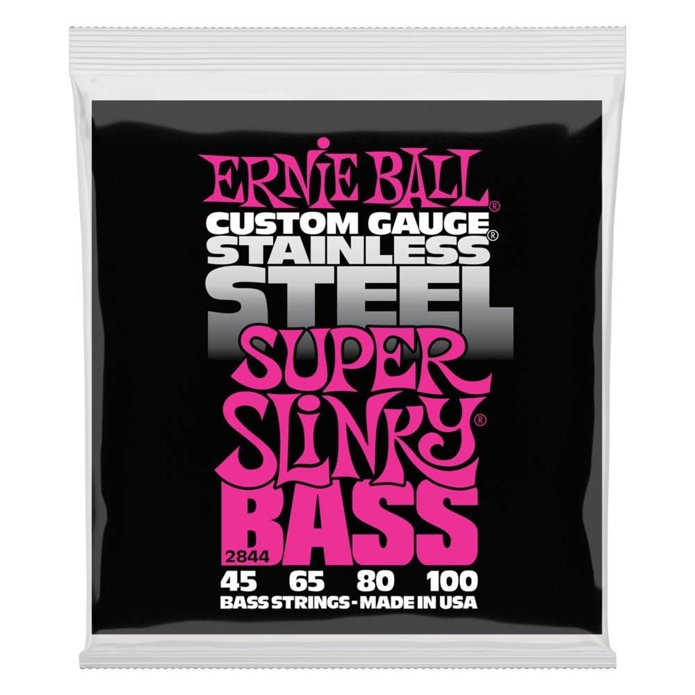 Ernie Ball Super Slinky Stainless Steel Electric Bass Strings - 45-100 Gauge