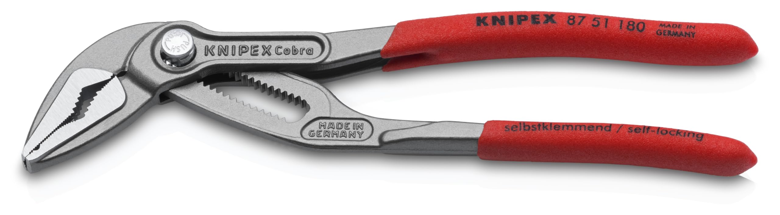 KNIPEX Cobra ES Wasserpumpenzange extra-schlank auf SB-Karte mit rutschhemmendem Kunststoff überzogen 180 mm, 87 51 180 SB