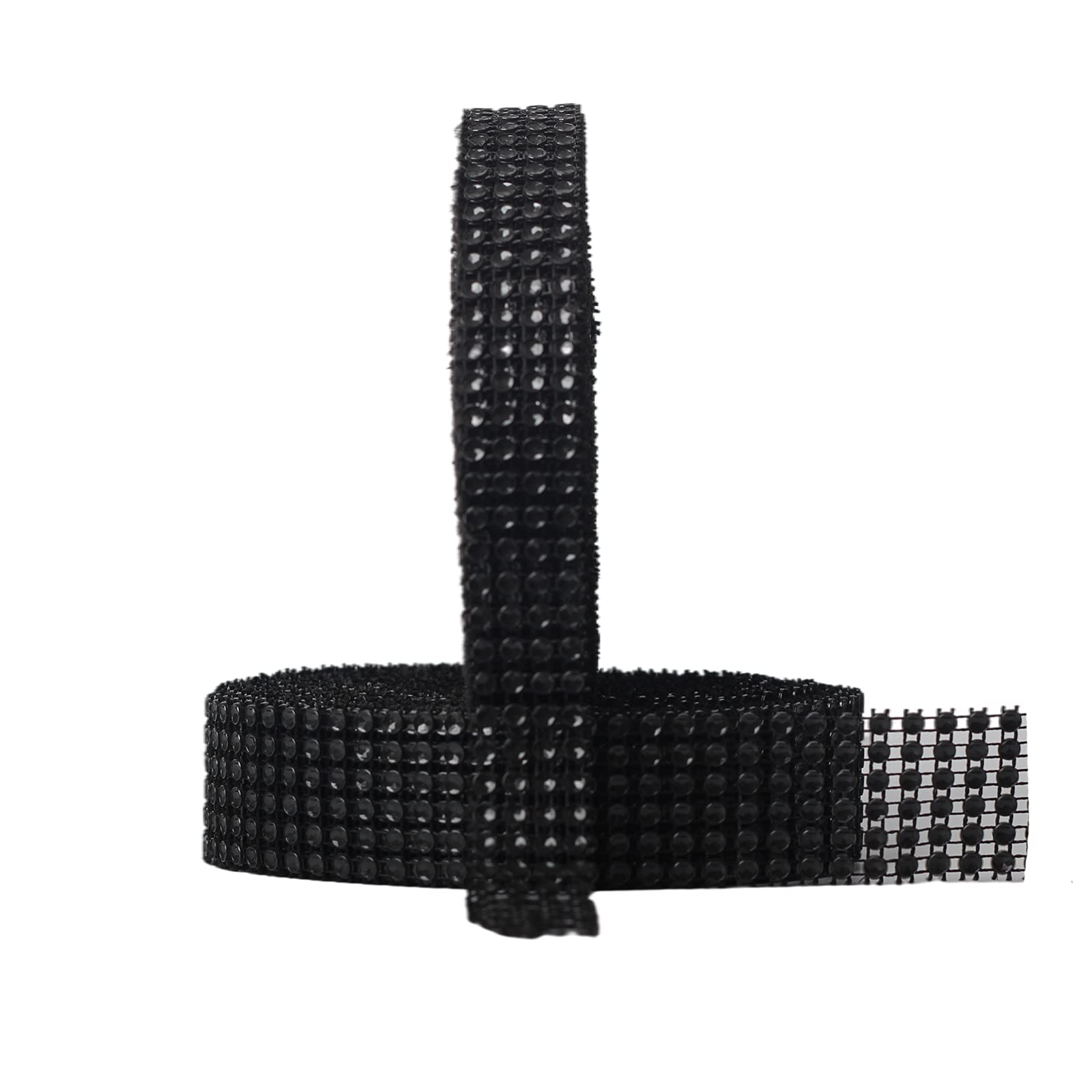 2 Rolls Acrylic Black Rhinestone Diamond Ribbons,4 Row &6 Row 9m Halloween Rhinestone Mesh Ribbon Diamonte Strip Bling Home Accessories for Cakes Toppers Arts Crafts Funeral Wedding Party Decoration