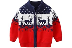 Mud Kingdom Little Boy Cardigan Sweater Zip Up Reindeer Christmas