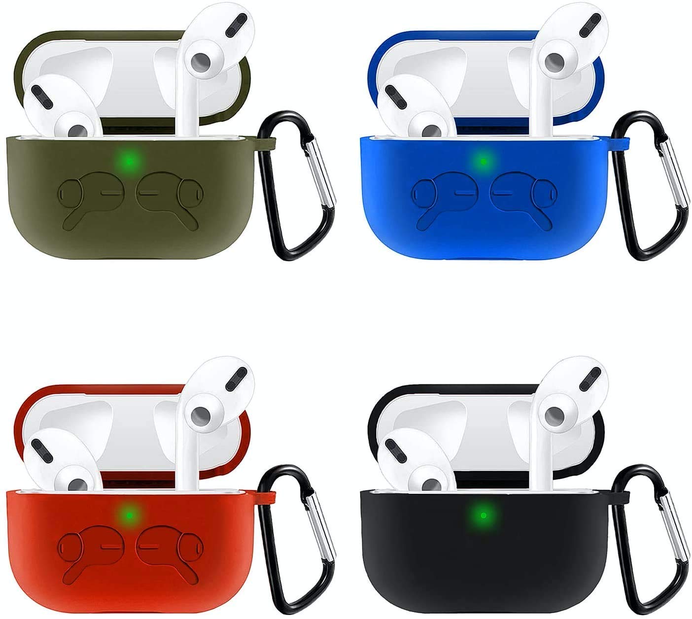 AirPods Case, Utility+ Silicone Protective Shockproof Case Cover Skins with Keychain Compatible with Apple AirPod 2 and 1 GREEN