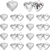 UNICRAFTALE about 20Pcs Photo Pendants Heart Locket Pendants Heart Memory Locket Charms 12.5mm Metal Heart Charms Photo Locket Necklace Pendants for Jewelry Making Charms