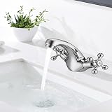 Peppermint Chrome Crosshead Dual Handle Mono Basin Mixer Tap Victorian view 7