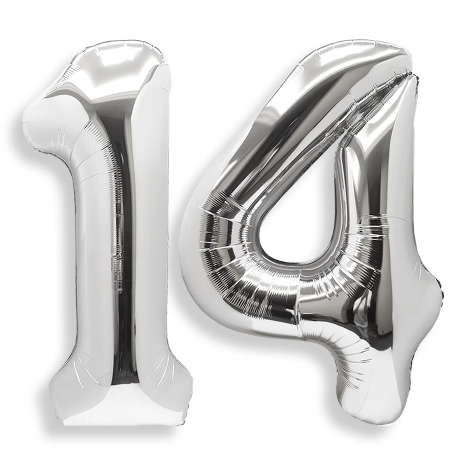 Photo 1 of AULE 40 Inch Large 14 Balloon Numbers Silver, Big Foil Number Balloons, Giant Helium Happy 14th Birthday Party Decorations for Boy and Girl, Huge Mylar Anniversary Party Supplies