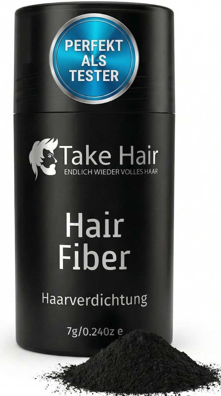 Take Hair Streuhaar für Männer I Hält bei Regen und Wind I 7g Schütthaar zur Haarverdichtung I Hair Fibers I Haarpulver I Streuhaar Männer bei Haarausfall I Haarpuder (Streuhaar Dunkelbraun)