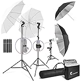 LimoStudio, 700W Output Lighting Series, LMS103, Soft Continuous Lighting Kit for White and Black Umbrella Reflector with Acc