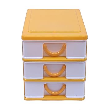 Kuber Industries Plastic Three Layer Drawer Storage Cabinet Box