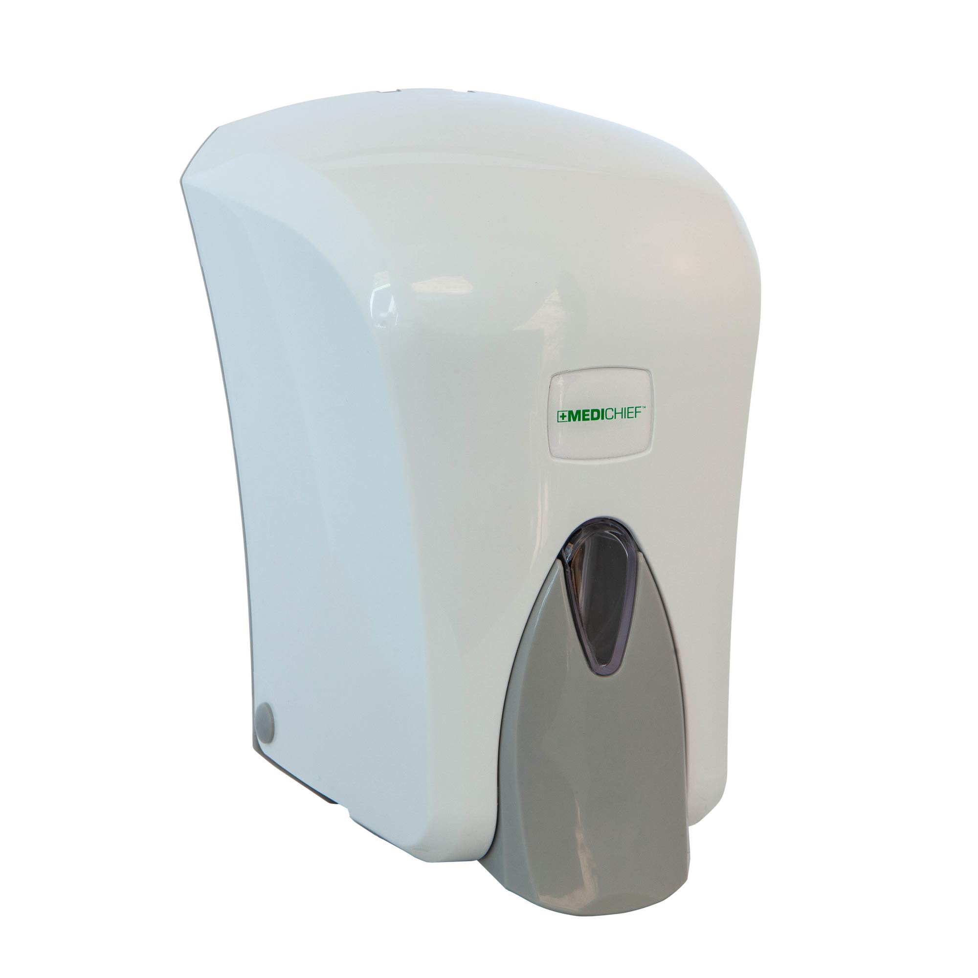 Medichief Wall Mounted 1 Litre Soap Dispenser - Manual Hand Operated 'Push Button' White Soap Dispenser - MDM1000W Model