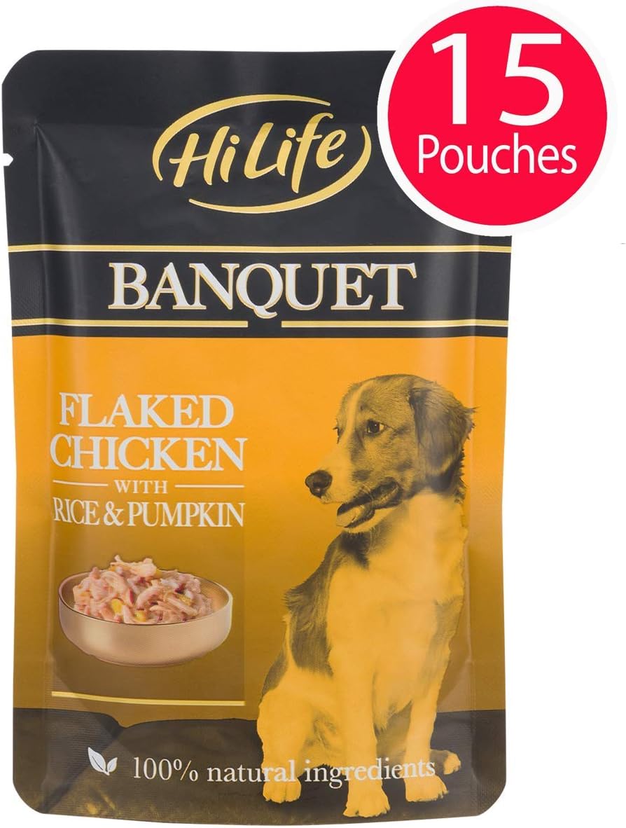 HiLife Banquet Dog Food Flaked Chicken with Rice and Pumpkin, 15 x 100