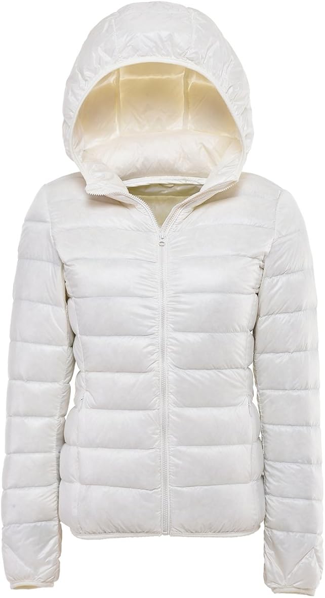 Lanbaosi Ultra Legere Doudoune Printemps Ou Automne Femme Down Veste A Capuche Duvet De Canard Blanc Blouson Courte Outdoor Sport Camping Randonnee Compressible Blousons Bilkvarteret Femme