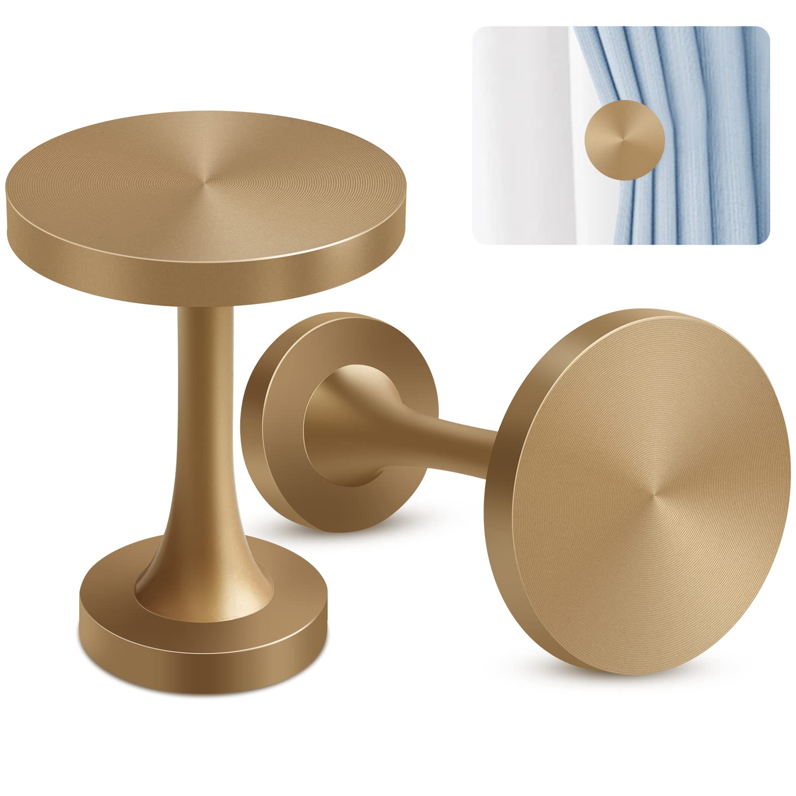 Curtain Holdbacks, A Pair Metal Curtain Tie Backs Hooks Decorative Medallion Wall Mounted Curtain Hold Back Modern Vintage Drapery Tiebacks Tassel Holder (Champagne Bronze)