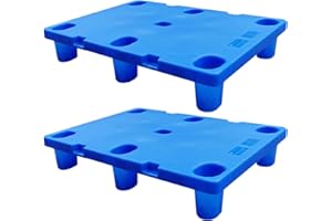 JERACINO 2 Pcs Heavy Duty Plastic Pallets, 31.5"x23.6"x5.5" Industrial Storage Platform, Dynamic Load 1102 lbs/Static Load 1764 lbs, Warehouse Stacking Pallets for Logistics and Warehousing