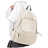VECAVE School Backpack for Women Men, Lightweight Travel Casual Daypack Laptop Rucksack, Waterproof College High Secondary School Bags Bookbag for Boys Girls Teens BeigeGreen