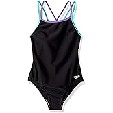 Speedo Girl's Swimsuit One Piece Solid Cross Back Multi Straps