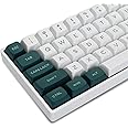 dagaladoo PBT Keycaps,White/Green keycaps 60% 65% 100%, Japanese Style Custom Keycap, ISA Profile Keyboard Key caps for 60% 65% 75% 100% TKL US Layout Mechanical Keyboard(189keys)