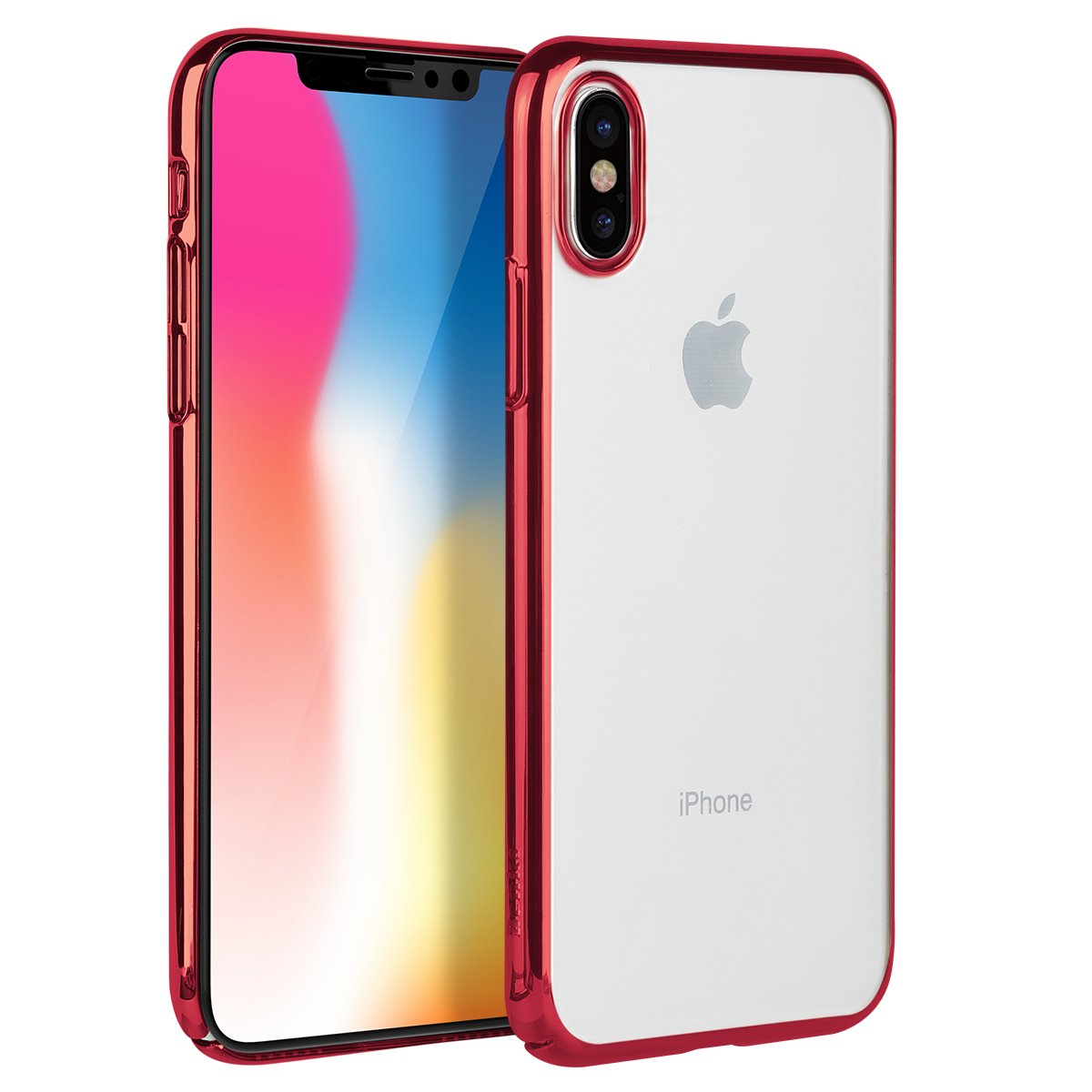 iPhone X Protective Case, Benks PC Clear 1mm Ultra Thin Case Cover Shockproof Transparent Back for iPhone X-5.8 inch (Red)