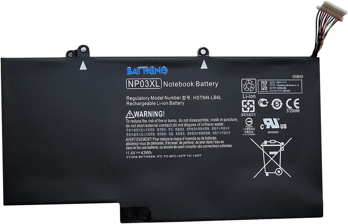 43Wh NP03XL Laptop Battery Compatible for HP Envy X360 15-U010DX 15-U011DX 15-U110DX 15-U111DX, Pavilion X360 13-A010DX 13-A012DX 13-A110DX,Fits HSTNN-LB6L 760944-421 TPN-Q146 TPN-Q147 TPN-Q148