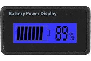 Battery Meter, 12-48V Universal Battery Power Display Capacity Indicator Tester Voltmeter (Blue Light)
