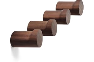 bsdonte Wood Wall Hooks, 4 Pack Wooden Coat Hooks Wall Mounted, Rustic Hat Hooks Heavy Duty Entryway Wall Hangers for Hanging Purse, Towels, Clothes, Backpack