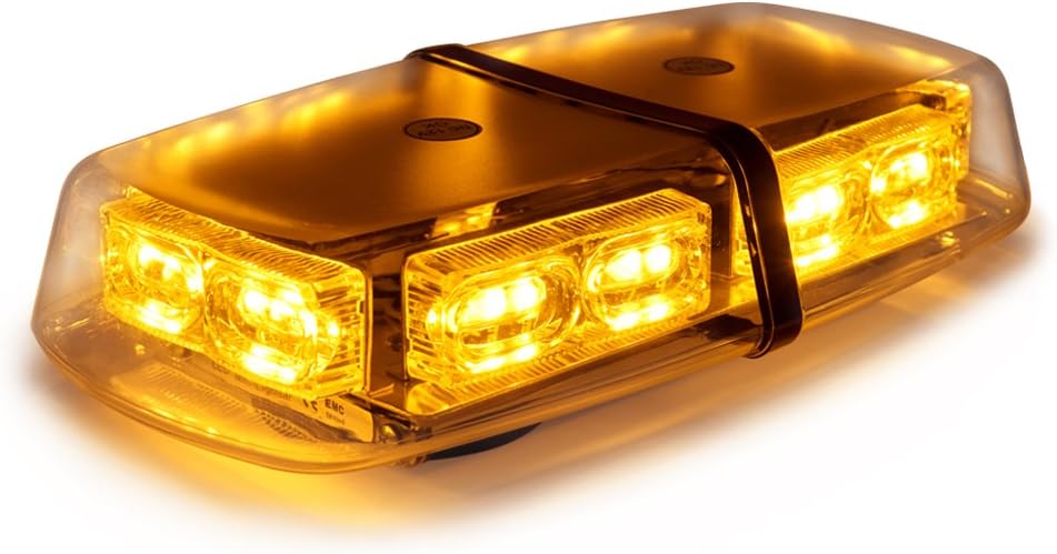 Xprite 36 LED Emergency Strobe Lights Mini Bar 16 Flashing Modes Warning Beacon Light w/Magnetic Base for Law Enforcement Hazard Vehicles, Trucks, Snow Plow, Construction Cars (Amber/Yellow)