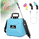 2 Gallon Battery Powered Sprayer, Electric Garden Sprayer, Pump Sprayer with 3 Mist Nozzles & USB Rechargeable Handle & Retractable Wand & Adjustable Strap for Lawn, Garden, Yard(Blue)