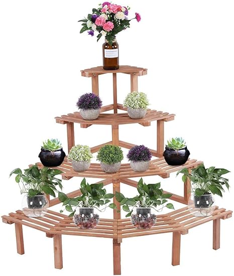 Amazon Co Jp Salinr 4層パインウッドコーナーフラワーポット フラワースタンド 木製 ガーデニング 棚 スタンド植物ディスプレイ棚用 ガーデンパティオコーナー 花台 植木鉢 盆栽 園芸 ラック 屋内屋外の装飾110 80 75センチ 01 ホーム キッチン