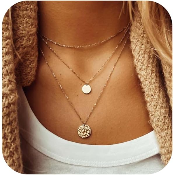 アクセサリー Octi Layered  Pendant Necklace Layered Gold Choker Necklaces for Women,Stackable Stacked