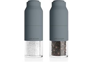 LARS NYSØM Salt and Pepper Grinder Set Stainless Steel with Adjustable Grinder I Bottle Design Spice Mills Set Manual (Ash Gray)