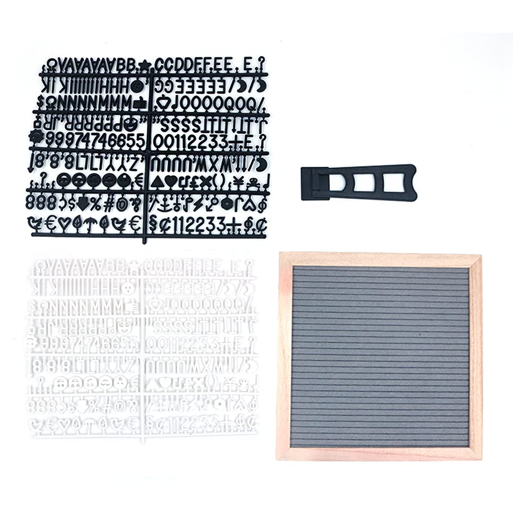 CENPEK Square Letter Board 10x10 Inch Felt Letter Board Including 350 White Plastic Letters Easel and Drawstring Bag, Peg Boards with Letters Handmade Oak Message Board for Home Decoration