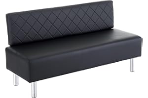 OmySalon Waiting Room Bench with Back, 58.6’’ Office Guest Chair Upholstered Reception Seating, Lobby Furniture for Beauty Salon Barbershop Airport Bank Hall Room Conference, Black