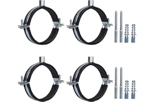 JDHGSHL 4 PCS Split Ring Pipe Hanger, Heavy Duty Adjustable Pipe Bracket Clamp with Screw & Expansion Tube, Wall Ceiling Mount Galvanized Iron Pipe Strap Supports Fit for Pipe OD 2.4-2.5 Inch(60-64mm)