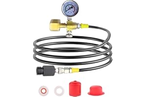 ROVRAI Soda Maker CO2 Tanks Adapter Hose with Big Pressure Gauge, Soda Co2 Fill Adapter Compatible with Fizzi Onetouch Jet Aqua Fizz Blue Cylinder Soda Machine(60 inch)