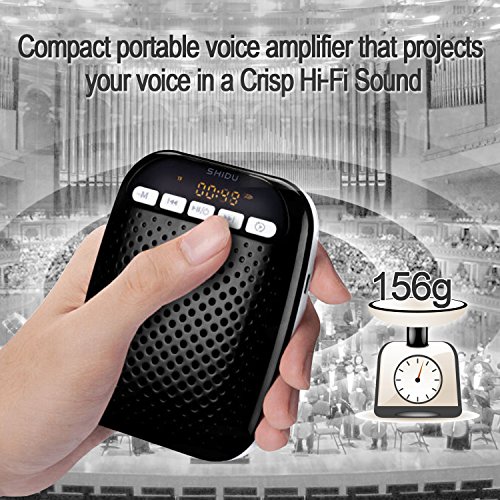 Wireless Voice Amplifier 10W Portable Microphone and Speaker Rechargeable Waistband Pa System Supports MP3 Format Audio Classroom Microphone for Teachers, Tour Guide, Fitness Instructors