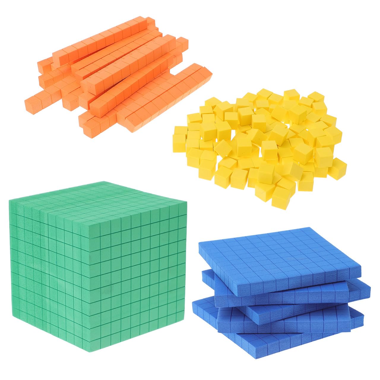Gadpiparty Base Ten Blocks, Base 10 Maths Equipment, Value Counting for Kids, Hands-On Math Learning Tool for Kindergarten & Early Childhood Education