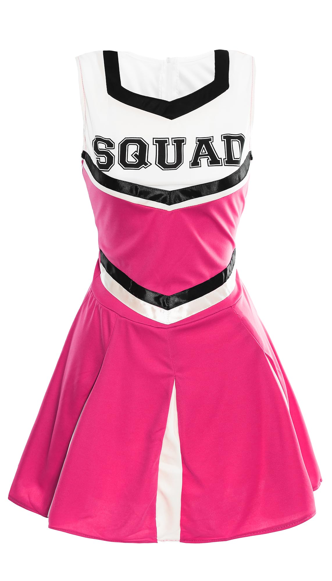 Ladies Cheerleader Fancy Dress Costume - Medium - Pink Varsity Uniform with Pleated Skirt - Womens High School Dress Up Cheer Captain American Party Outfit