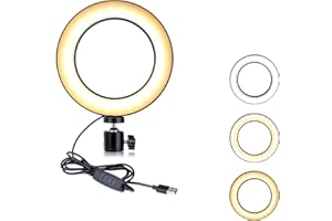 ACETAKEN Selfie Ring Light 8-inch for YouTube Video Live Streaming Makeup Photography, Desktop USB LED Light with 3 Light Modes and 10 Brightness Level