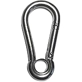 US STAINLESS Stainless Steel 316 Spring Hook with Eyelet Carabiner 7/16" (11mm) Marine Grade