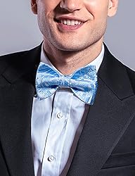 DiBanGu Sky Blue Bow Ties for Men Self Tie Bow Tie