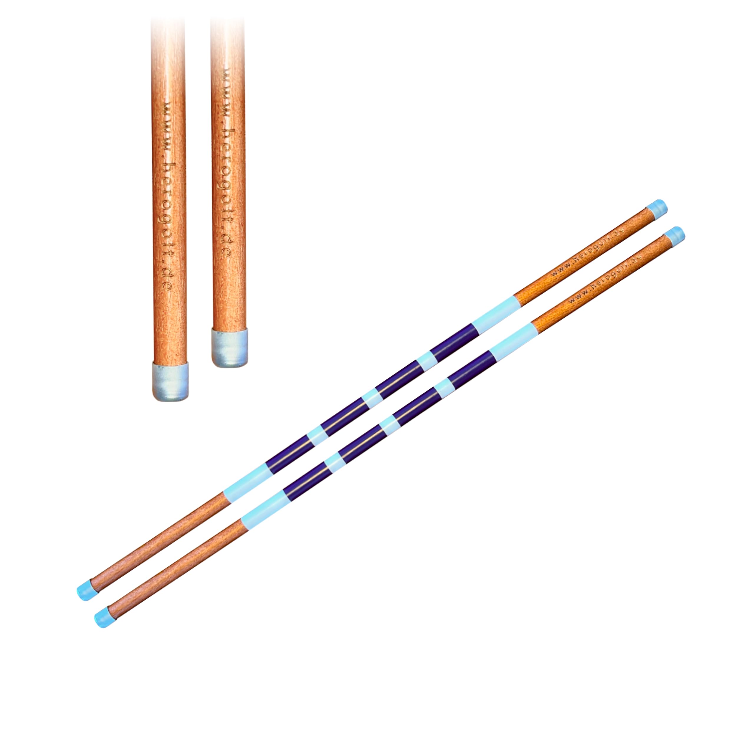 HEROGOLF Hero Alignment Stick Wooden – The Modern Alignment Stick for Training in Golf (Mini, Blue/White)