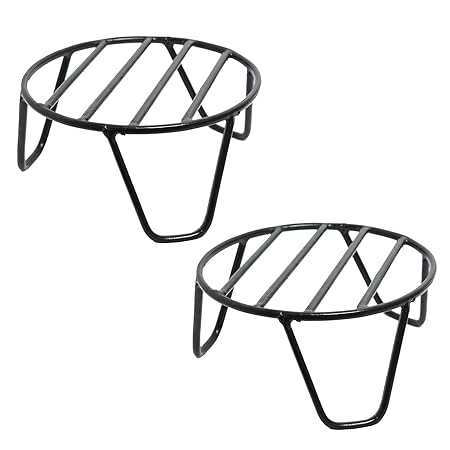 CRAFTCASTLE Elegant Iron Indoor/Outdoor Italiano Flower Pot/Plant Stand for Home Garden or Balcony Decor(Black) (2)