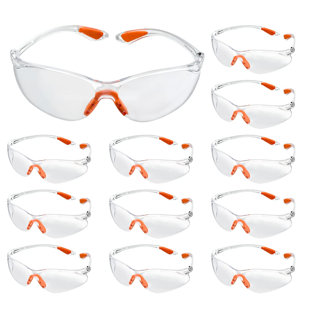 TMBMLPP Clear Safety Glasses, 12 pcs Eye Protection Glasses, Work Glasses Safety, Lab Goggles, Protective Glasses, Eye Protection, Safety Glasses,for Work, Construction, Laboratory,Anti Dust,Chemistry