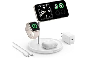 Anker MagSafe Charger Stand Compatible, iPhone 17 MagGo 3 in 1 Wireless Charging Station,Qi2 Certified 15W Wireless Charger, Desk Accessory, for iPhone 15/14/13/12 Series Apple Watch, AirPods