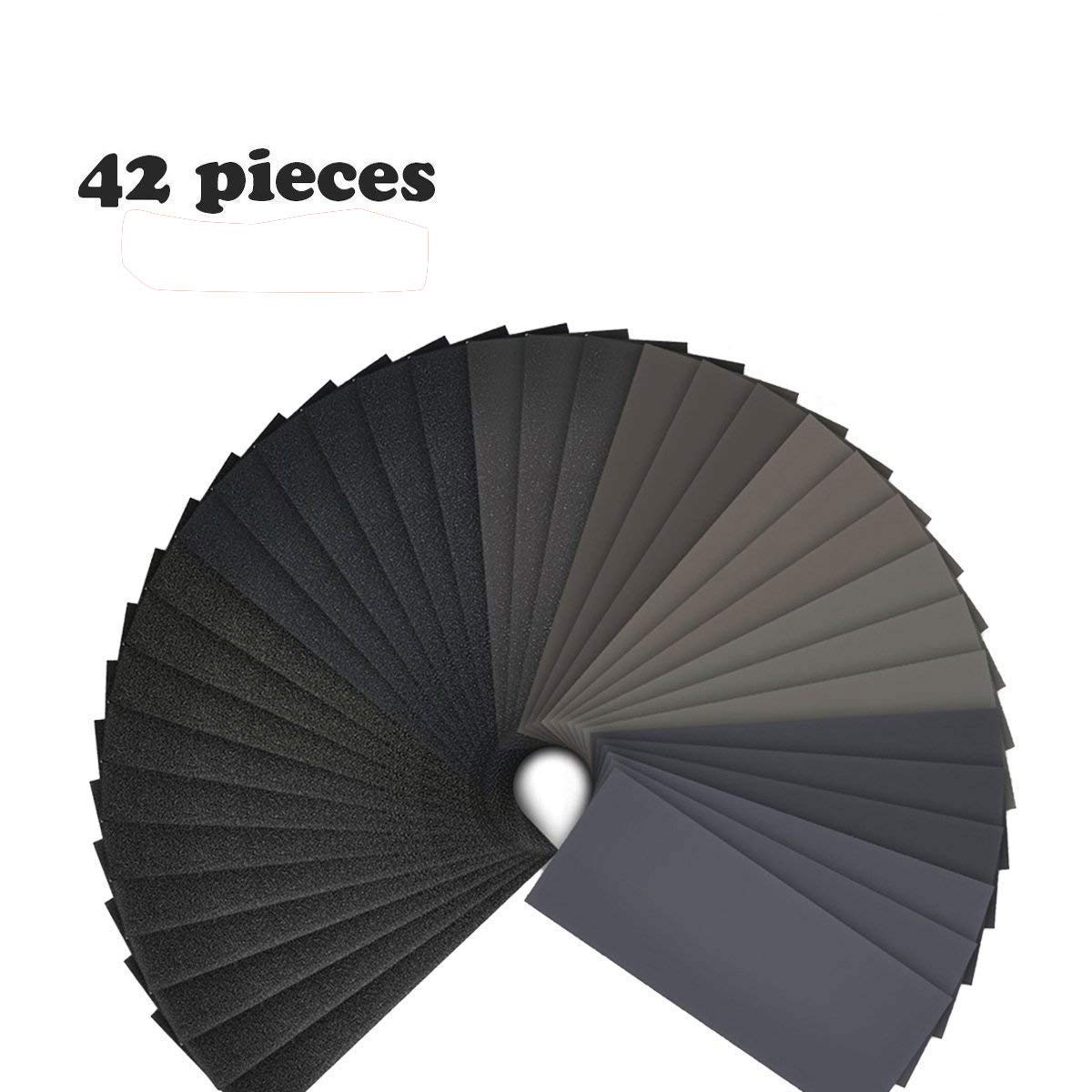 Sandpaper, 42 Pcs 120 to 3000 Grit Wet and Dry Waterproof Sandpaper